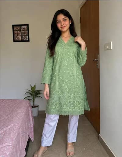 Elegent Green Kurti with embroidered design