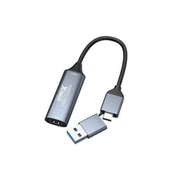 Speed-SP-VC07A Video Capture Card USB A Type C to HDMI 4K 1080P Capture Device Live Streaming Recording Adapter Grey for PC Mobile Gaming