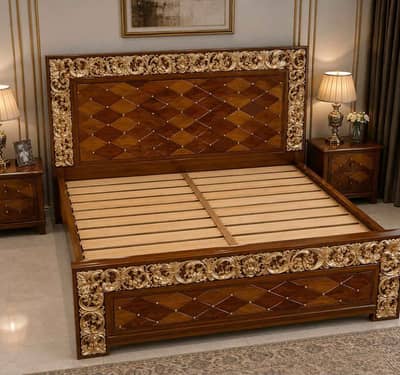 Wooden double bed - Bridel bed - bed set - King size wooden bed