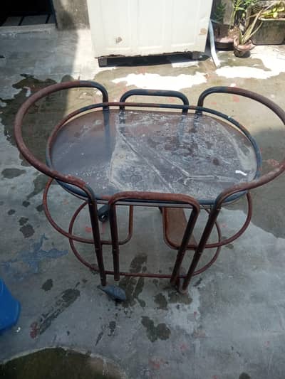 Metal Tea/Coffe trolley table,tea trolley,4 wheels trolly steel glass