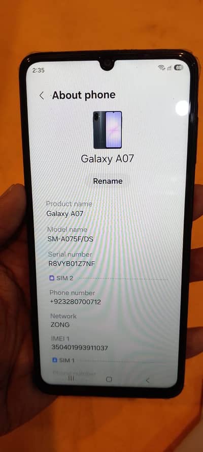 Glaxy Samsung  A07  6/128Gb PTA prof