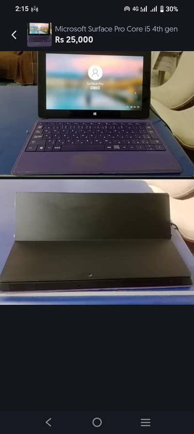 Microsoft Surface Pro core i5 4th generation Touch & Type