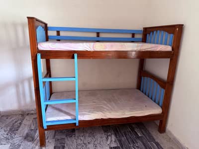 Wooden Bunk Bed / Double Decker Bed for Kids – 2 Mattresses Included