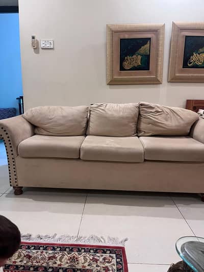 Solid Wood Frame 3 Seater × 1 and Single Sofa × 2