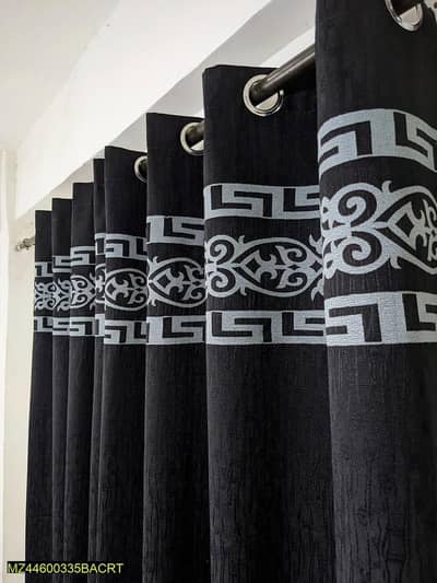 black jacquard Curtain with silver motif design