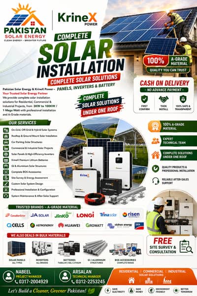 Solar Installation & Solutions On-Grid, Off-Grid & Hybrid KrineX Power