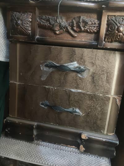 Double bed with side table spring mattress 10 inches for sale