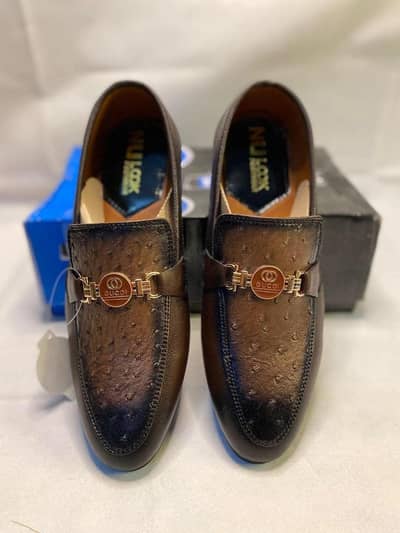 men,s brown synthetic leather fancy loafers with strap