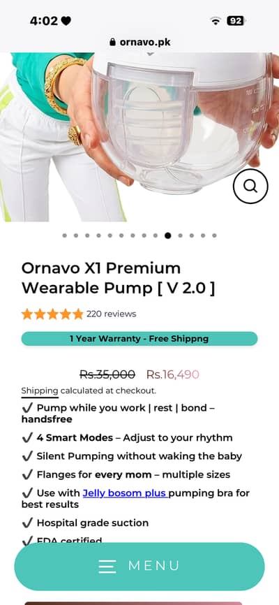 Ornavo breat pump wearable