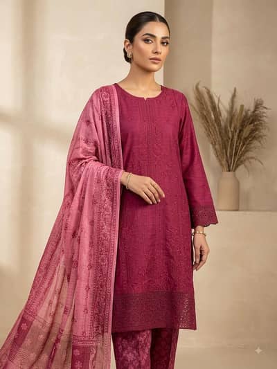 Elegant Maroon Embroidered Suit