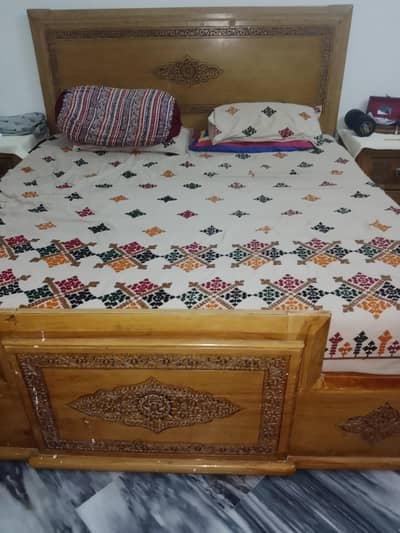 double bed set wooden 10/10