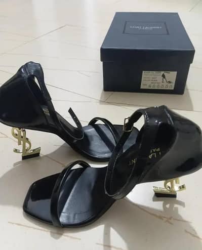 YSL Opyum Black Heels/Sandals - Brand New (Size 7)