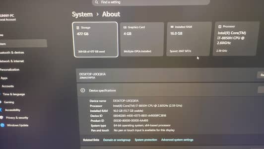 i7 8th Gen With 4GB GPU / 512 Nvme / 16GB Ram