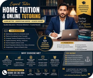 Expert Home and Online Tutor | 12 Years of Professional Experience |