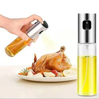 Oil Spray Bottle Stainless Steel Clear Glass