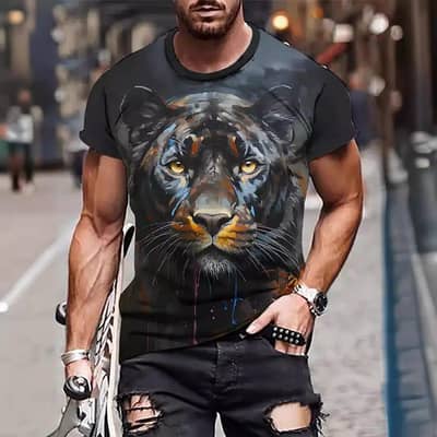 3d digital printed Men's T-shirt With fierce beast design