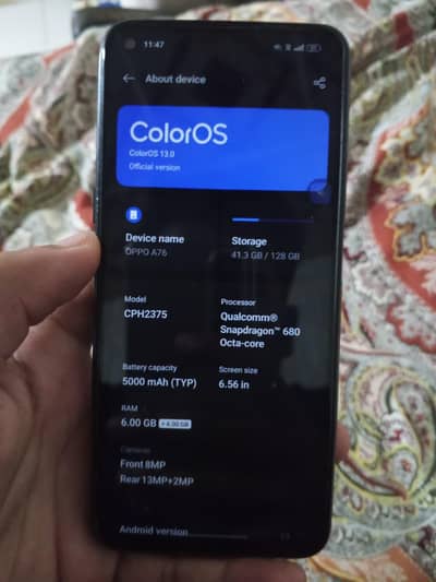 OPPO A76 condition 10/10 pta approved only mobile