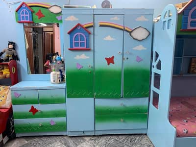 Kids Bed with Dressing Table & Wardrobe