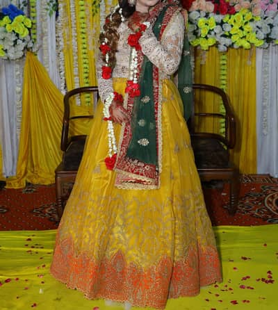 Mustard Yellow Embroidered Bridal Dress/mendhi dress