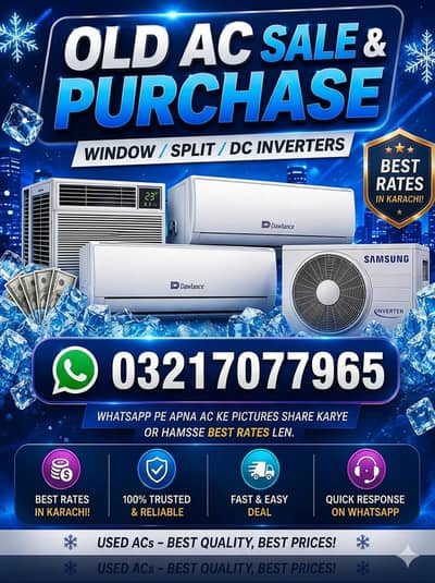 we buy used new ac , DC inverter , split ac , window ac