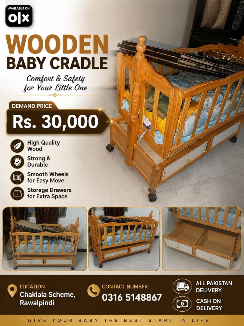 wooden baby cradle 3