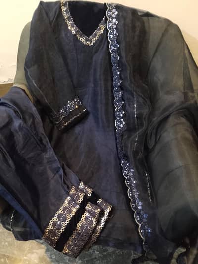 Navy Blue Eastern Embroided suit suit