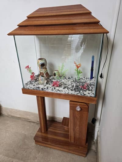 Aquarium with Wooden Stand – Complete Setup