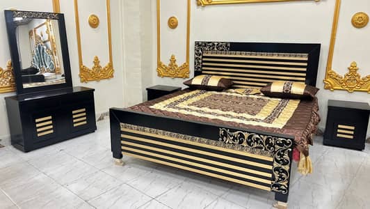 Bed Set-King Size Bed-Double Bed-Wooden Bed-Luxury Bed-Bed-Polish Be