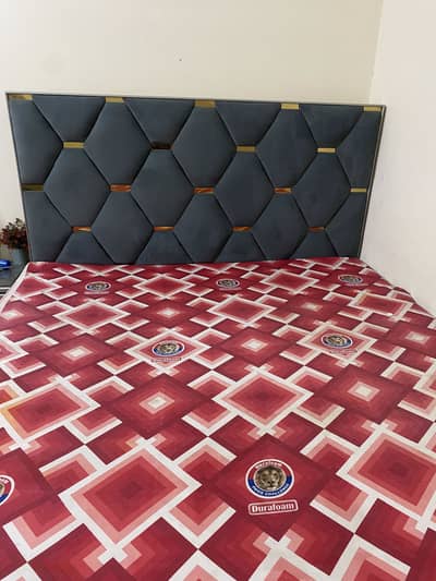 Modern Grey Bed Set:Large Double Bed+Mattress+SideTables +Dressing Set
