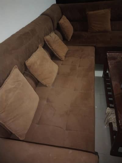 L shaped corner velvet sofa excellent foam, frame is lightly used