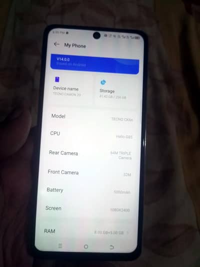 Tecno CAMON 20 panel change 8gb 256gb only mobile offical PTA approved