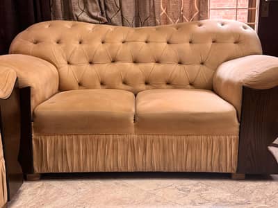 10 Seater Sofa Set | 3+3+2+2 | Golden Beige Tufted Wooden Sofa | LHR