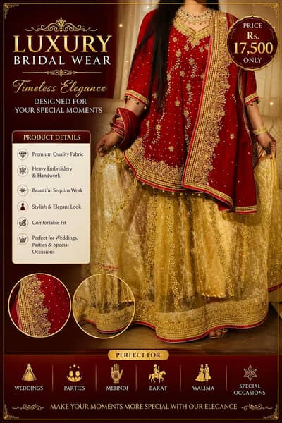 beautiful and elegant red and golden bridal sharara