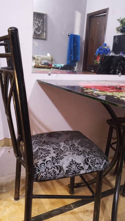 glass dinning table Along With Four chairs