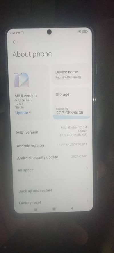 Xiaomi Redmi K40 Gaming back break