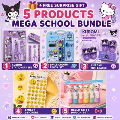 5-Pcs Kids Cute Stationery Deal+ Free Gift