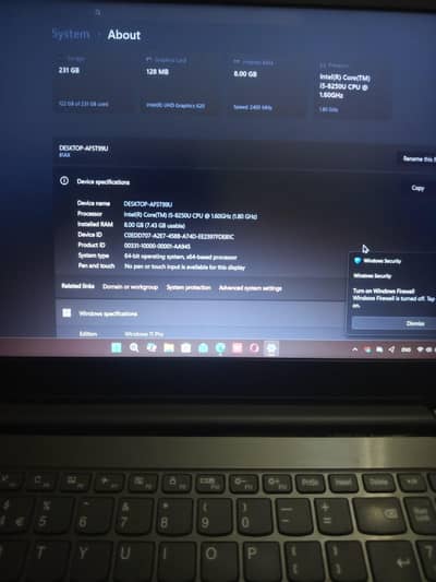 Lenovo Laptop core i5-8250u cpu 1.60GH,