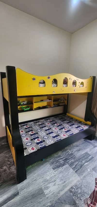 kids Bunker bed solid structure triple bed with 2 mattress