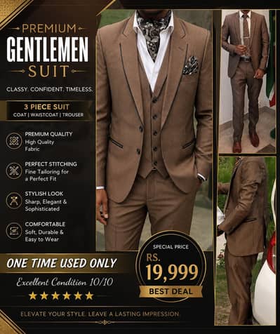 Premium Brown Pinstripe 3-Piece Gentlemen Suit