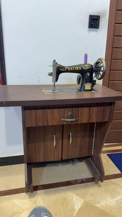 Salikal Sewing Machine with Wooden table and cabinet