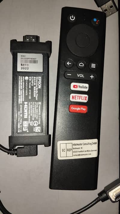 Epson Google-Authorised 4k streaming TV Stick For Projector or LED Tv