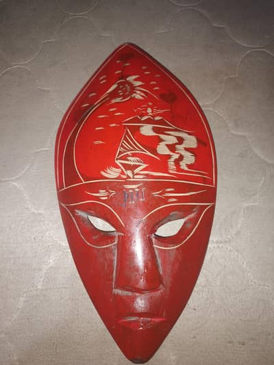Original Hand Carved Fiji Wooden Mask – Antique Wall Decor