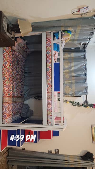Bunk bed with mattress and storage