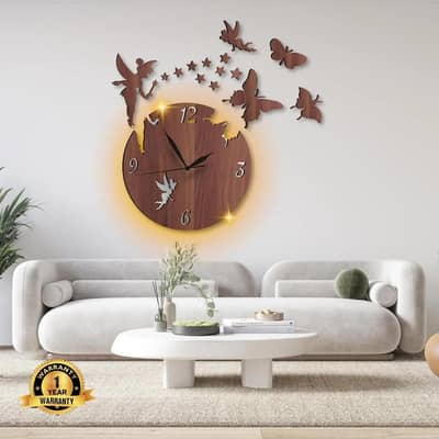 Fairy Butterfly  Wall Clock With Backlight for Living Room