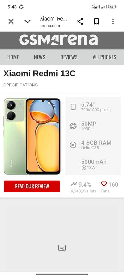 Xiaomi Redmi 13c with box charger