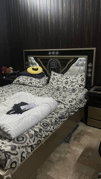 Double Bed Set with Matching Cupboard & 2 Side tables, Sturdy, Wooden