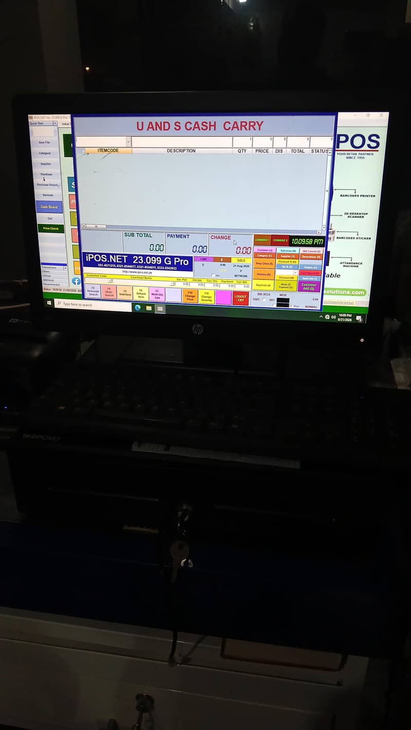 Computer CPU, LCD, mouse keyboard Mini Bill Printer iPos software, 1