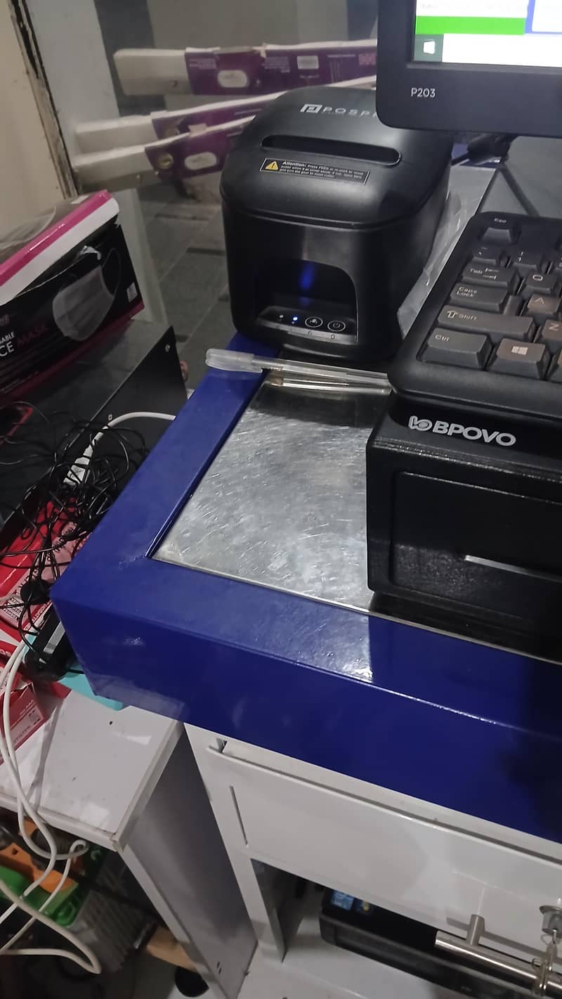 Computer CPU, LCD, mouse keyboard Mini Bill Printer iPos software, 4