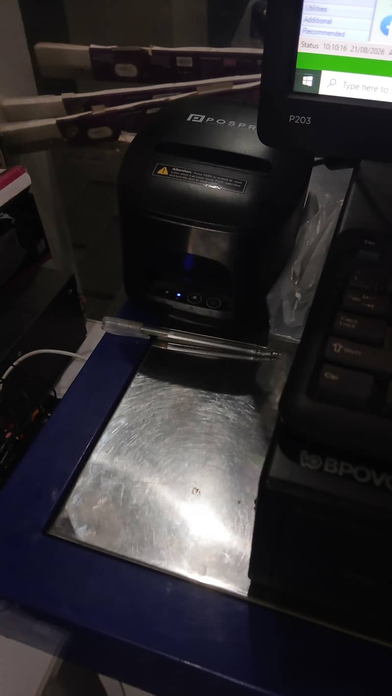 Computer CPU, LCD, mouse keyboard Mini Bill Printer iPos software, 6