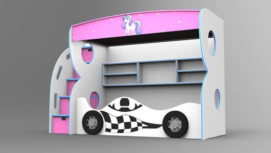Custom 3-Kids Bunk Bed – Brand New Condition